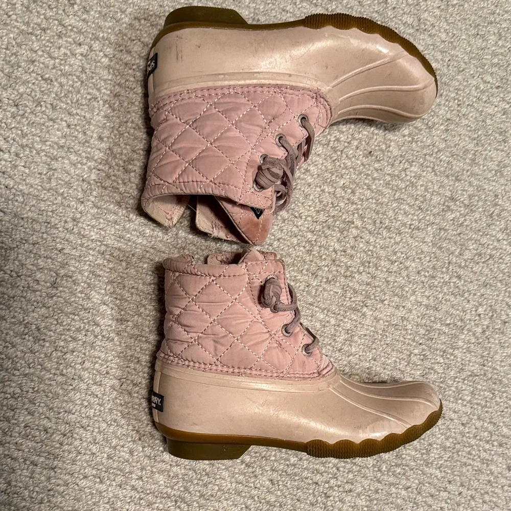 Sperry Kids Blush Pink Quilted Duck Boots
